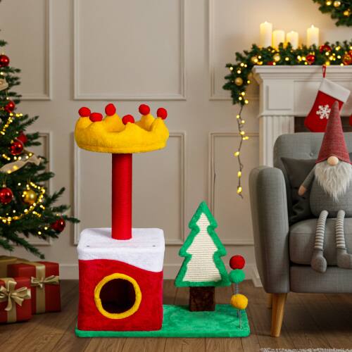 Alt View 8. Winado - Christmas Themed Plush Multi-level Cat Tower Tree with Condos for Indoor Holiday Decoration.