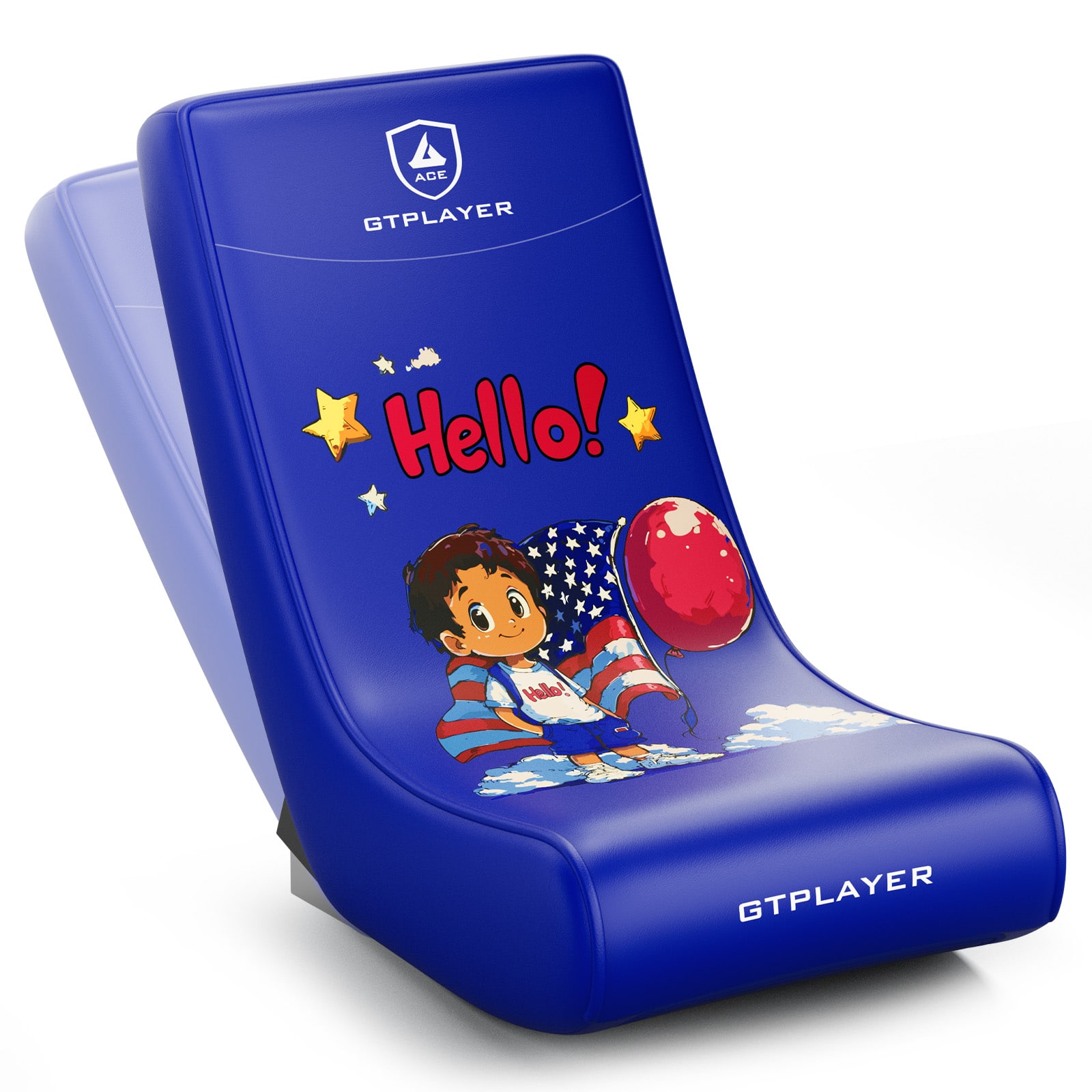 GTPlayer - Gaming Floor Mat Rocking Chair with an angle limiter rocking floor mat gaming chair, Flag Pattern - Blue