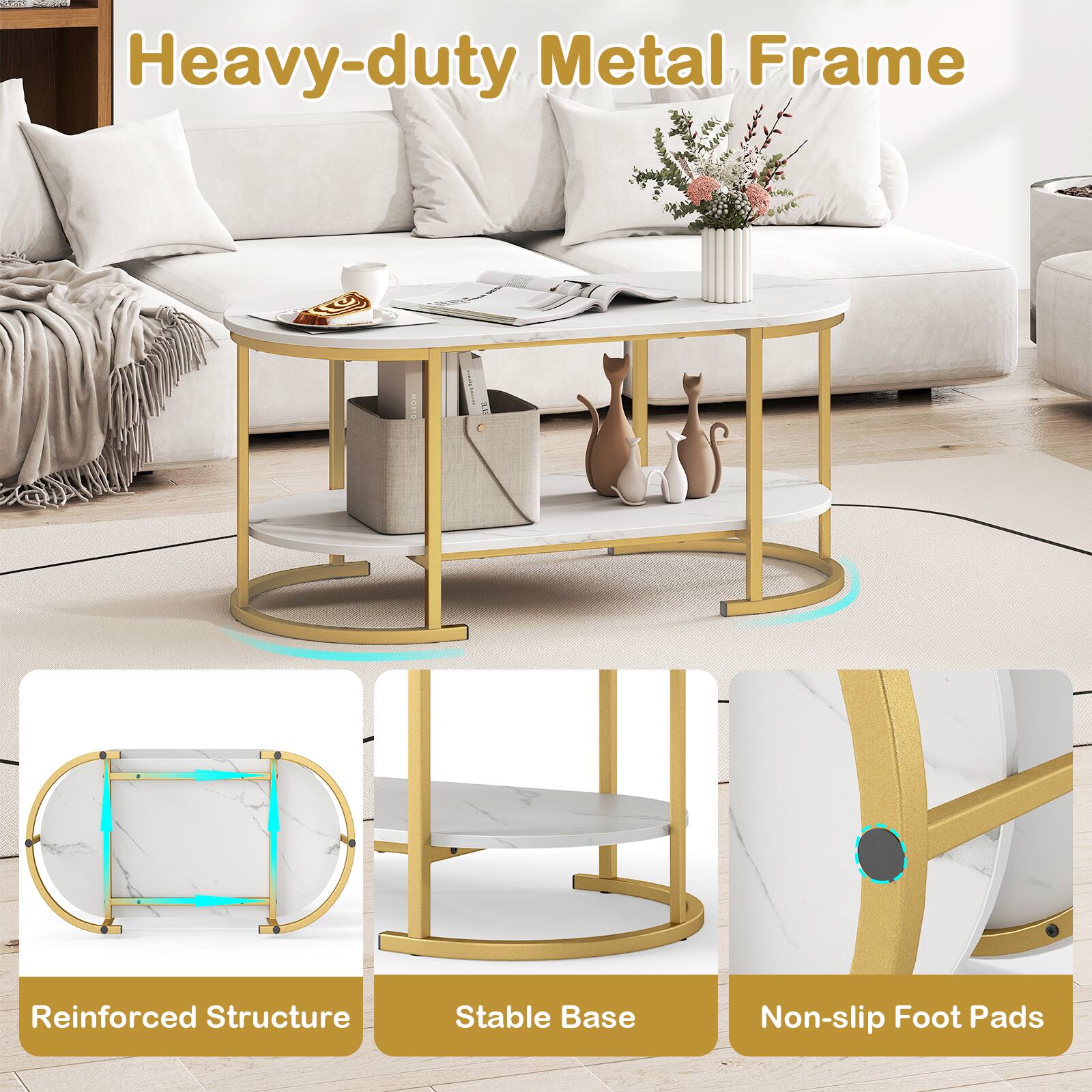 Heavy-duty Metal Frame  
Reinforced Structure  
Stable Base  
Non-slip Foot Pads