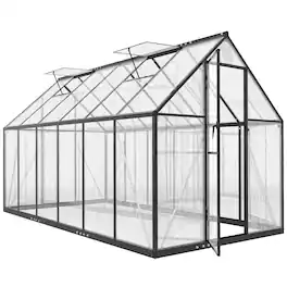 Outsunny - 11x6 ft Polycarbonate Greenhouse with Swing Door and Two Adjustable Roof Vents