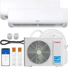 Tosot - 18,000 BTU Dual 2 Zone Mini Split AC with Heat Pump, 21 SEER2, 230V, Wifi-Enabled Ductless Inverter, Cosmo Series - White
