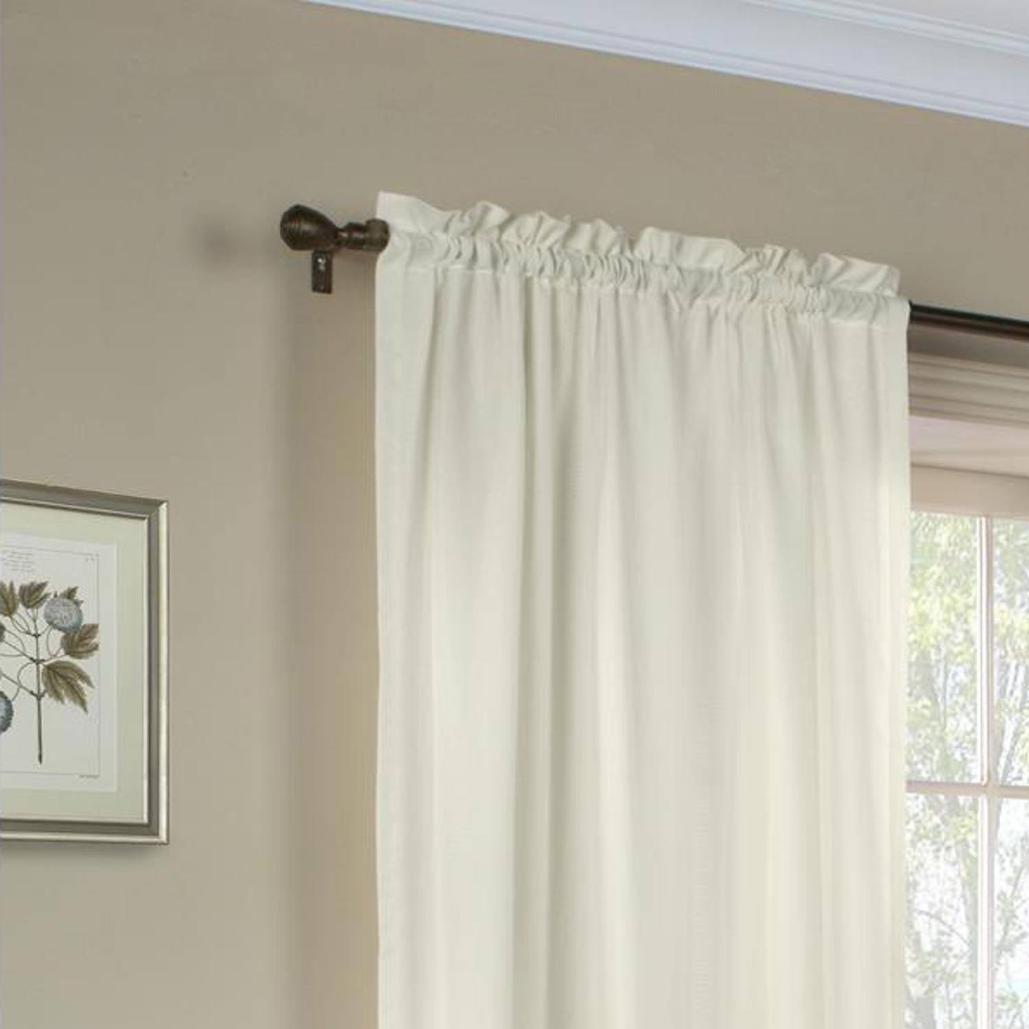 Angle. Commonwealth Home Fashions - Commonwealth Thermavoile Rhapsody Lined Tailored Pole Top Curtain Panel - 54x72" - Ivory - Ivory.