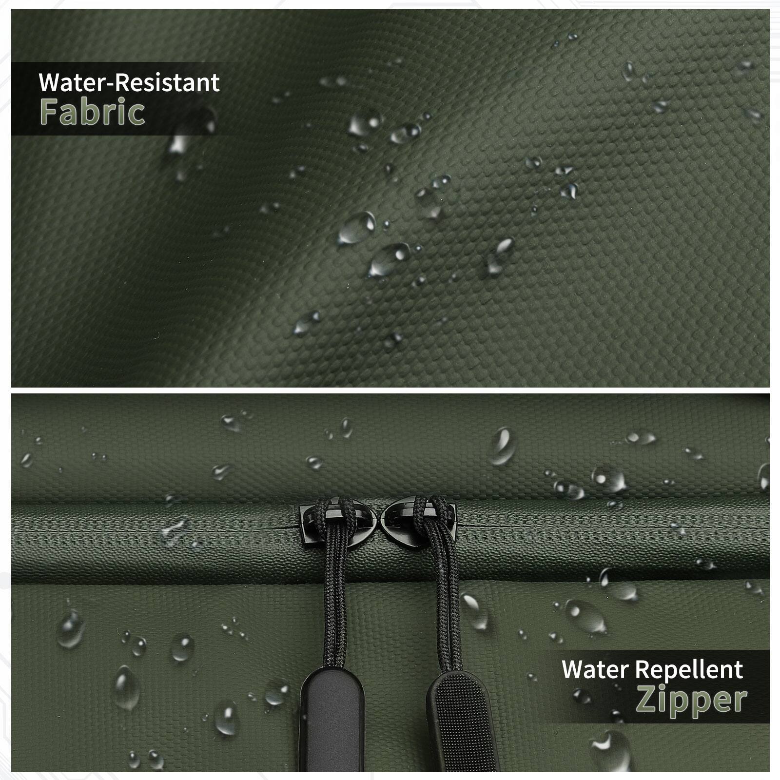 Water-Resistant Fabric  
Water Repellent Zipper