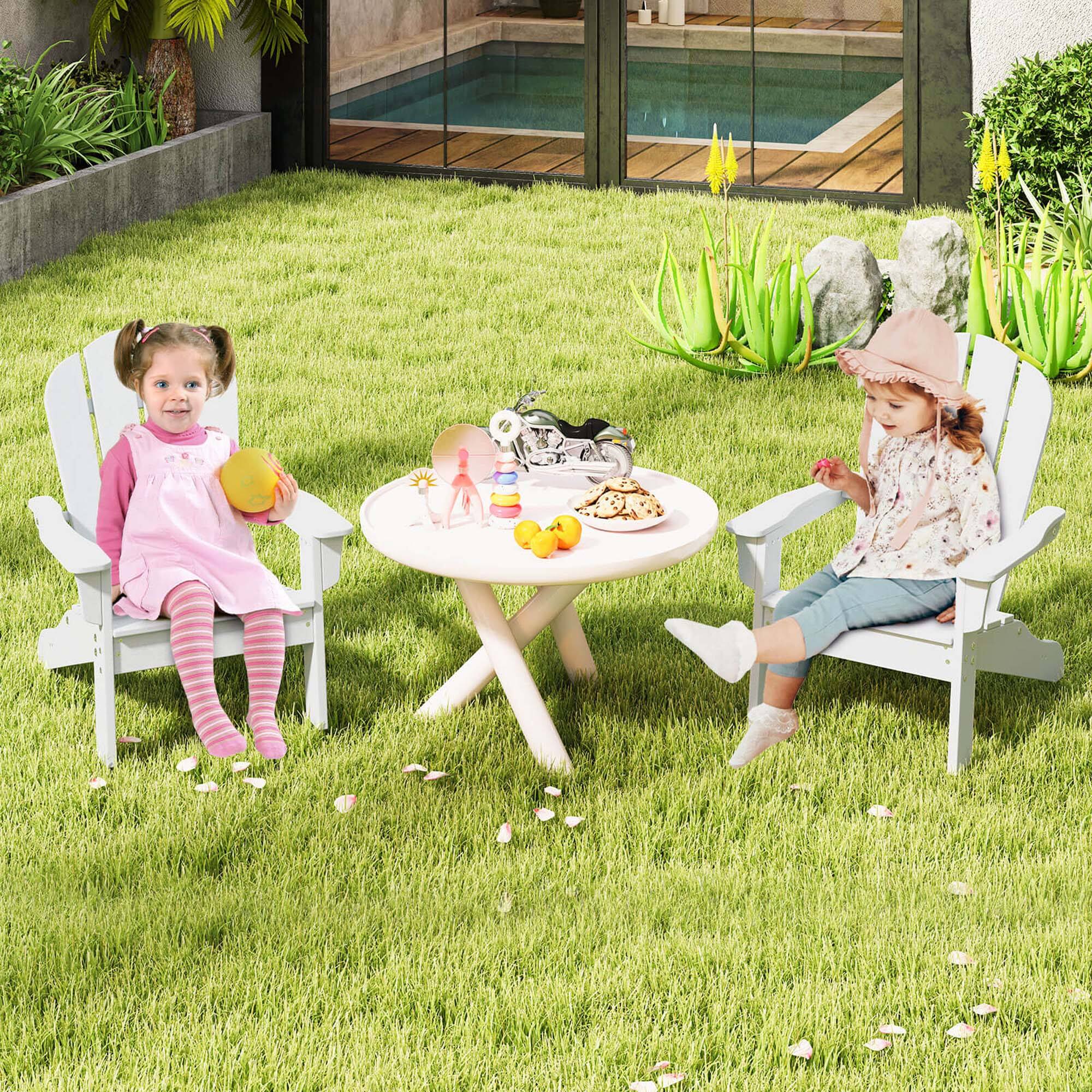 Alt View 3. Costway - Costway Kids Adirondack Chair with High Backrest Armrests Fire Pit Chair for Kids Ages 3-8 - White.