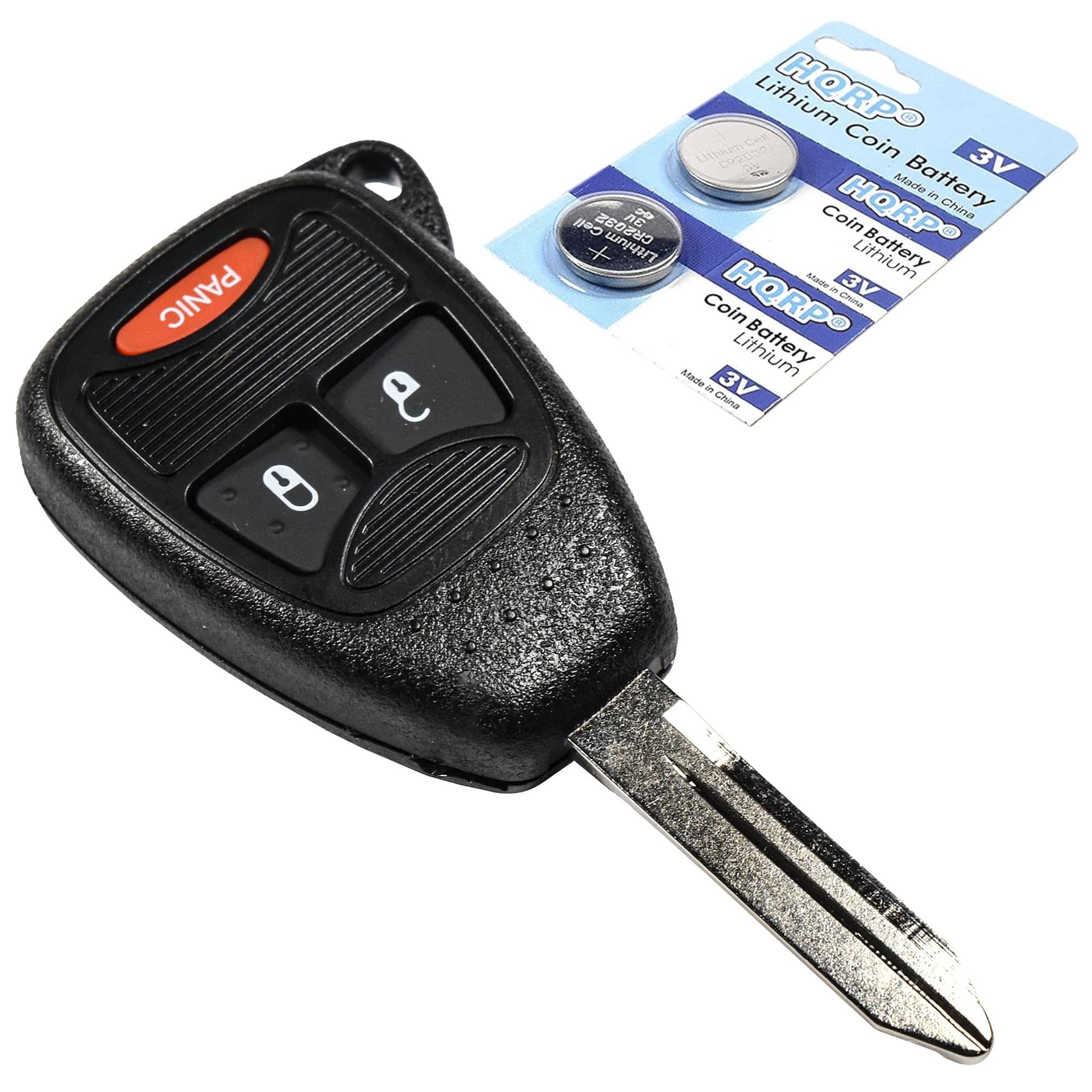 HQRP - Uncut key fob shell case and blade, 3-button, includes 2 batteries, for Jeep Liberty, Wrangler - Black price history on PriceWatchPro