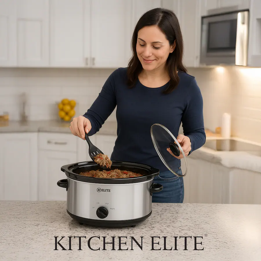 Kitchen Cocker Kitchen Elite 6 Qt Slow Cooker, Stainless Steel Ceramic Crock Pot with ...