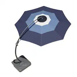 Yardgrace - 11 ft. Heavy Duty Cantilever Patio Umbrella with Base and 360 Rotation for Outdoor Backyard and Pool - Gradient Blue