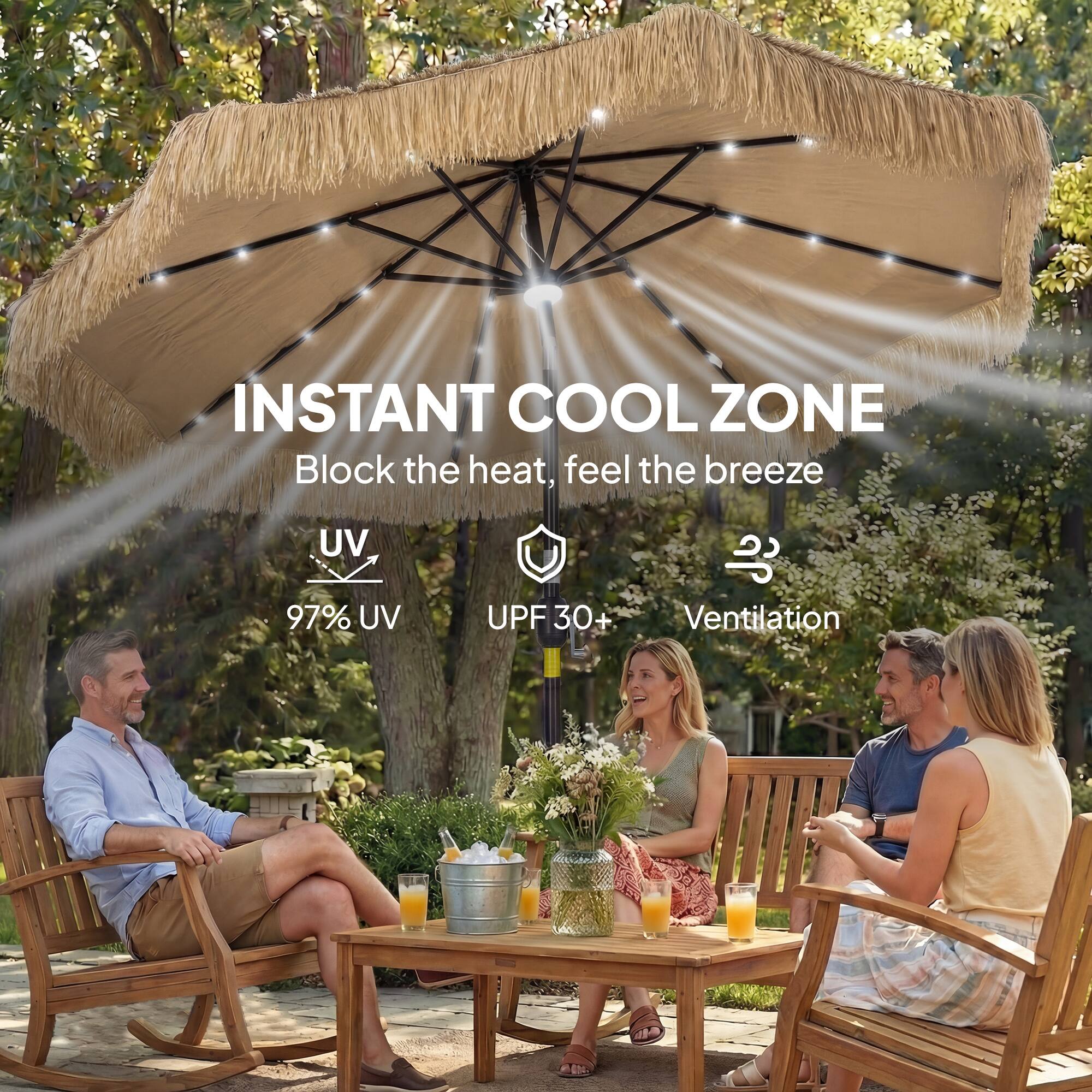 INSTANT COOL ZONE  
Block the heat, feel the breeze  

- 97% UV  
- UPF 30+  
- Ventilation