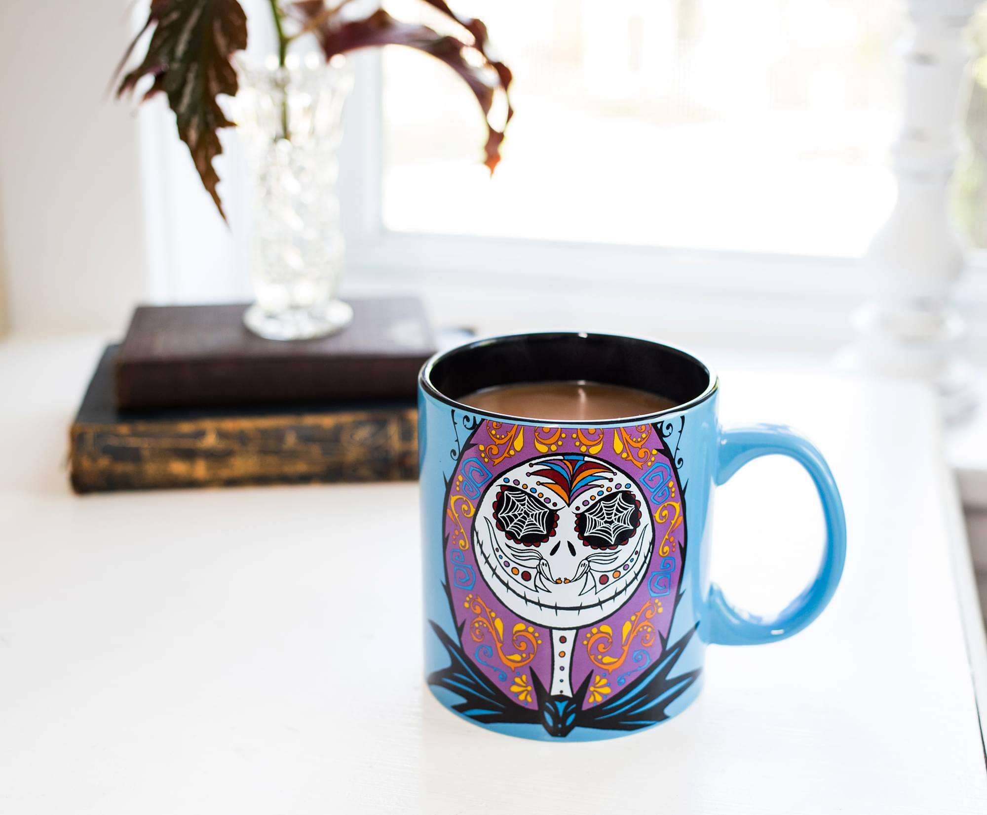 Alt View 4. Disney - Nightmare Before Christmas Jack & Sally Day of the Dead Ceramic Mug | 20 Ounces - Blue.