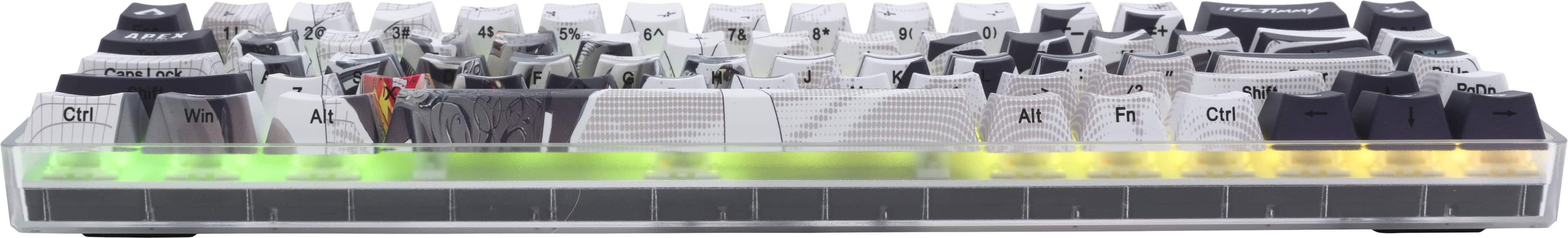 The text on the image is a keyboard layout. Here is the corrected text grouped by the corresponding keys:
1. ARES 20 3# 4$ + 5% 6 7& 8+ 9( 0) +
2. Ctrl Win Alt 60 F G H J K Alt : Fn I Shift Ctrl PgUp PgDn
The corrected text groups the keys according to their corresponding positions on the keyboard.