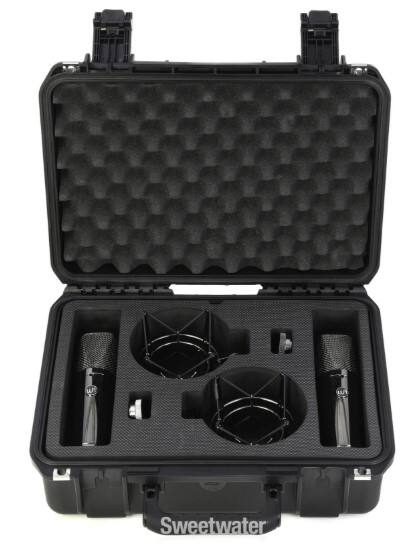 Left. Warm Audio - Large-Diaphragm Condenser Microphone with 3 Switchable Polar Pattern, Highpass Filter and Mic Mounts, Stereo Pair - Limited Titanium-Style Finish.