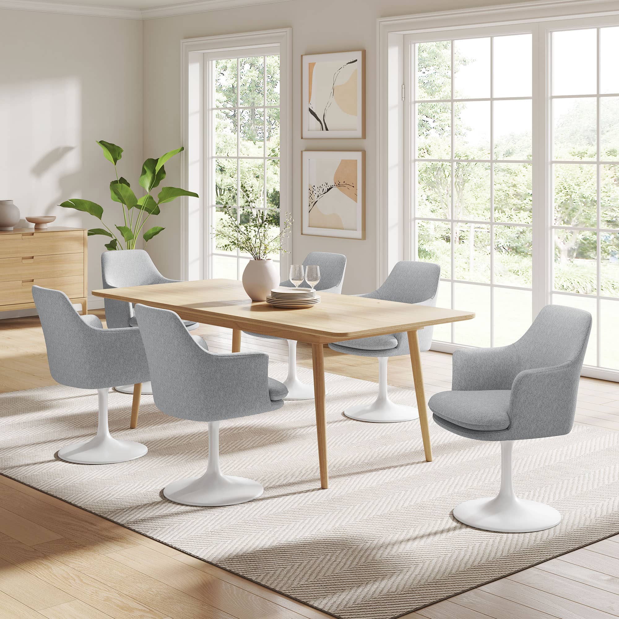 Modway - Lippa Swivel Dining Armchair - White Light Gray