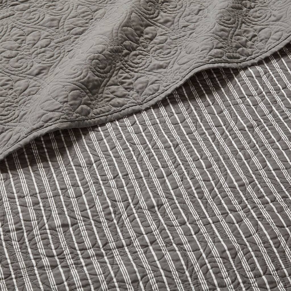 Alt View 5. Gracie Mills - Gracie Mills Sandy 6-Piece Cottage-Inspired Reversible Daybed Cover Set - Dark Grey.