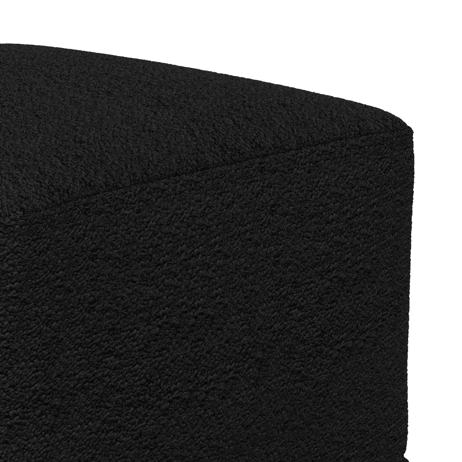 Alt View 2. Simpli Home - Chantal 24 inch Wide Contemporary Pouf in Black Boucle Fabric - Black.