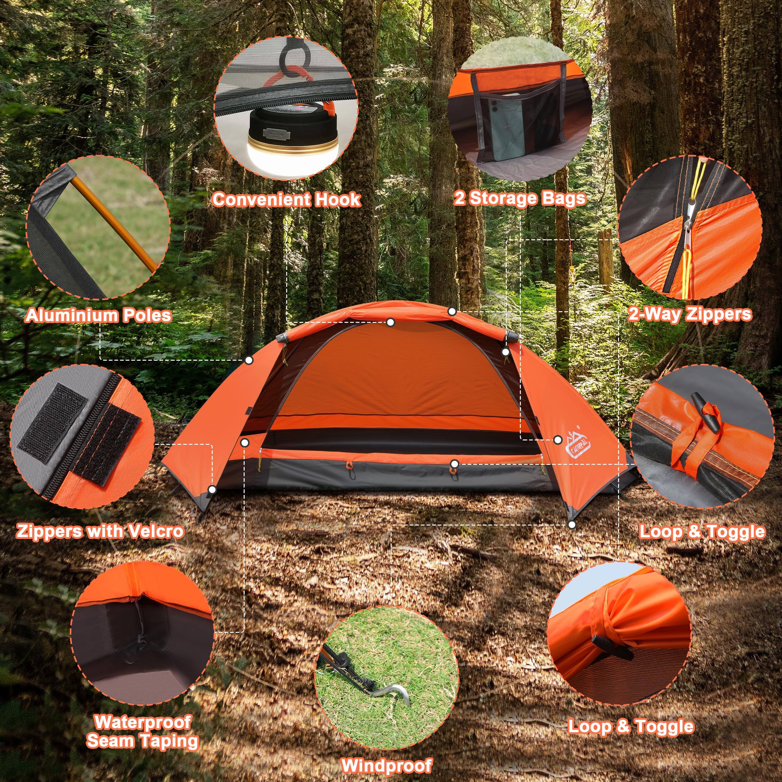 - Convenient Hook
- 2 Storage Bags
- 2-Way Zippers
- Aluminium Poles
- Zippers with Velcro
- Waterproof Seam Taping
- Windproof
- Loop & Toggle