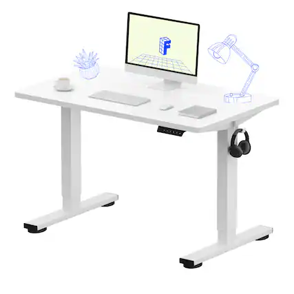 Front. FlexiSpot - FlexiSpot E2 42''W Electric Adjustable Standing Desk Chipboard, White/White - White.