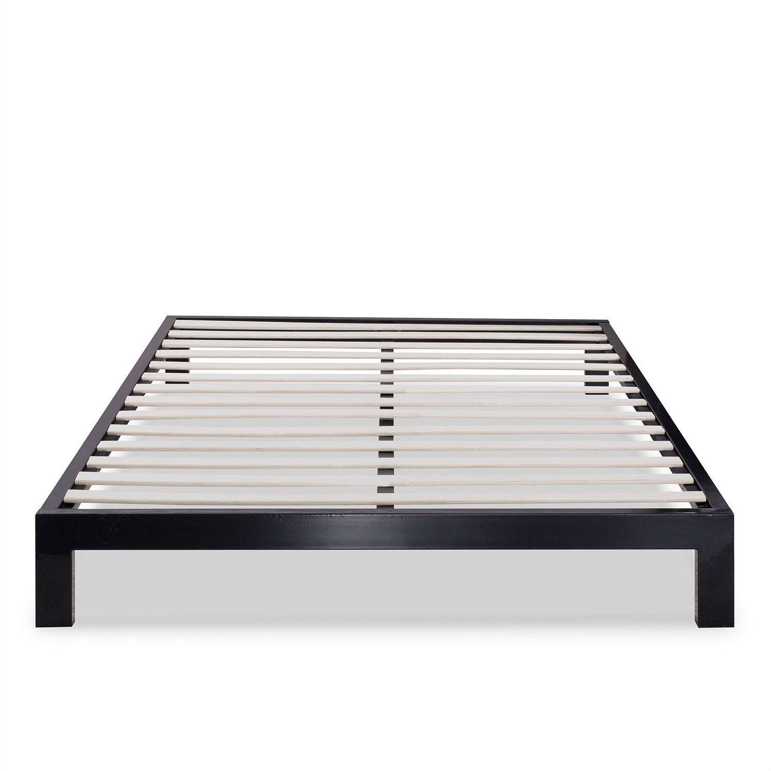 Hivvago - King size Modern Metal Platform Bed Frame with Wood Slats - Black