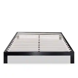 Hivvago - King size Modern Metal Platform Bed Frame with Wood Slats - Black