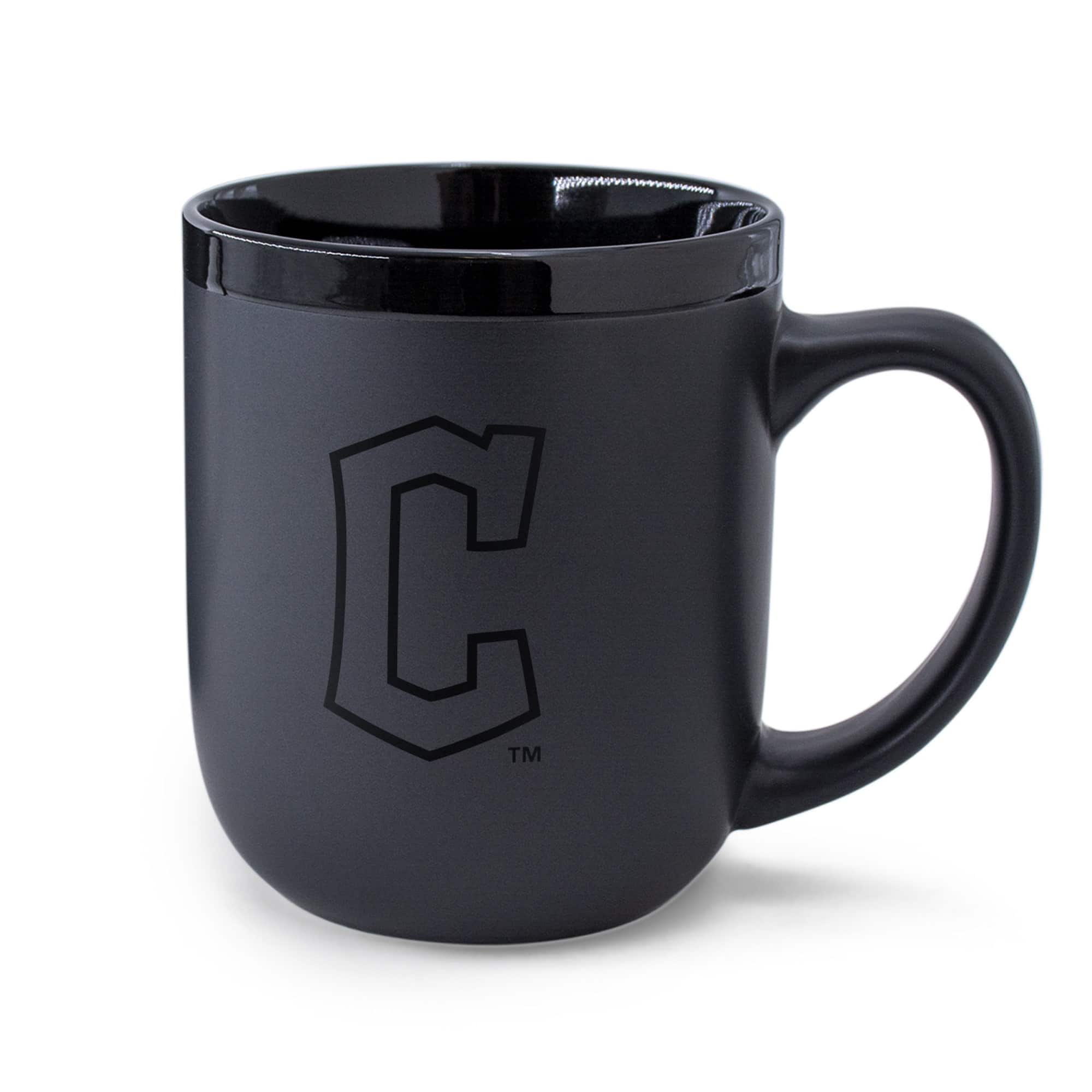 Front. WinCraft - Cleveland Guardians 17oz. Black Tonal Ceramic Mug - Multicolor.