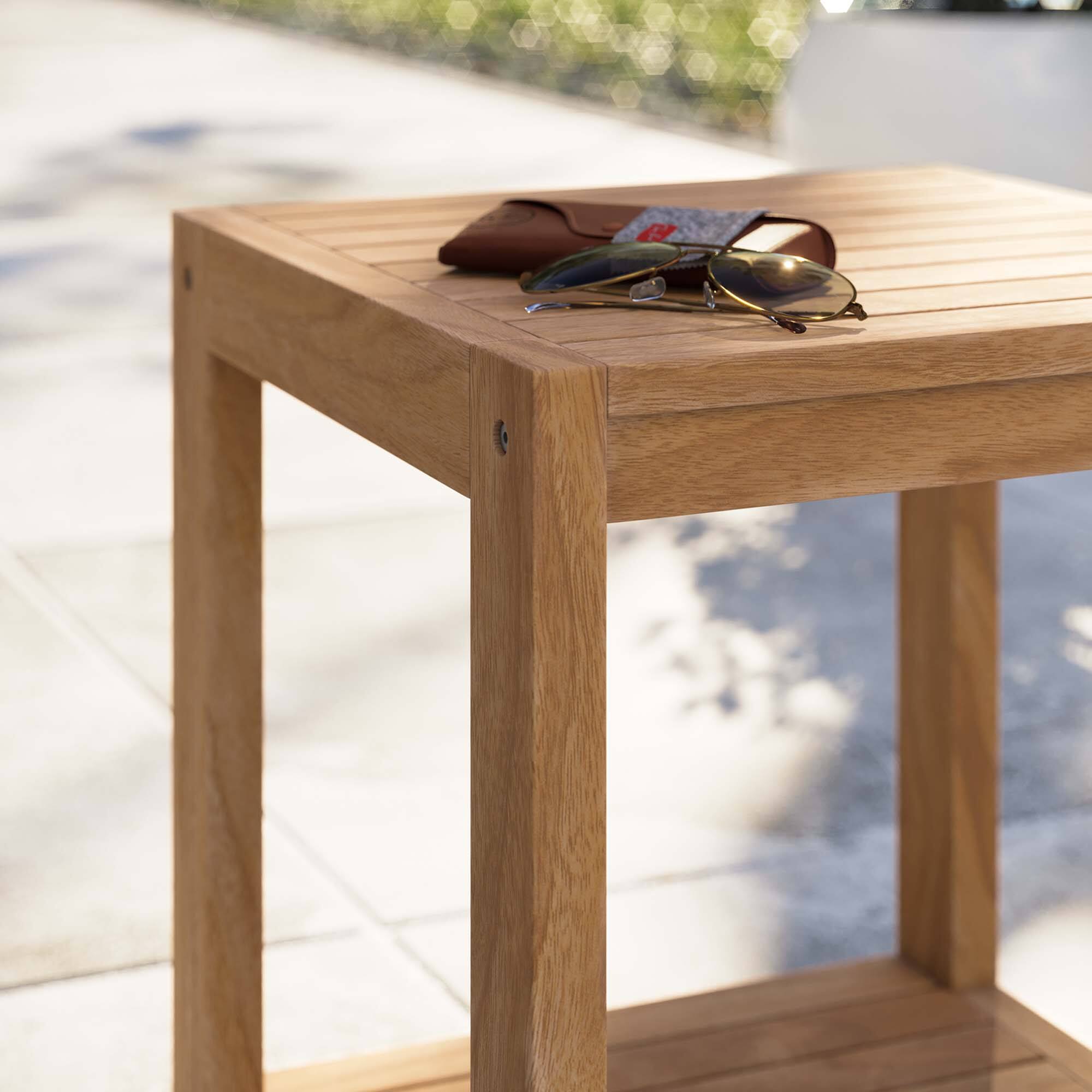 Back. Modway - Carlsbad Teak Wood Outdoor Patio Side Table by Modway - Natural.