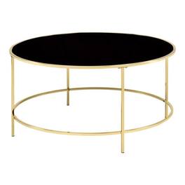 Furniture of America - Rockbel Contemporary Glass Top Round Coffee Table - Brass
