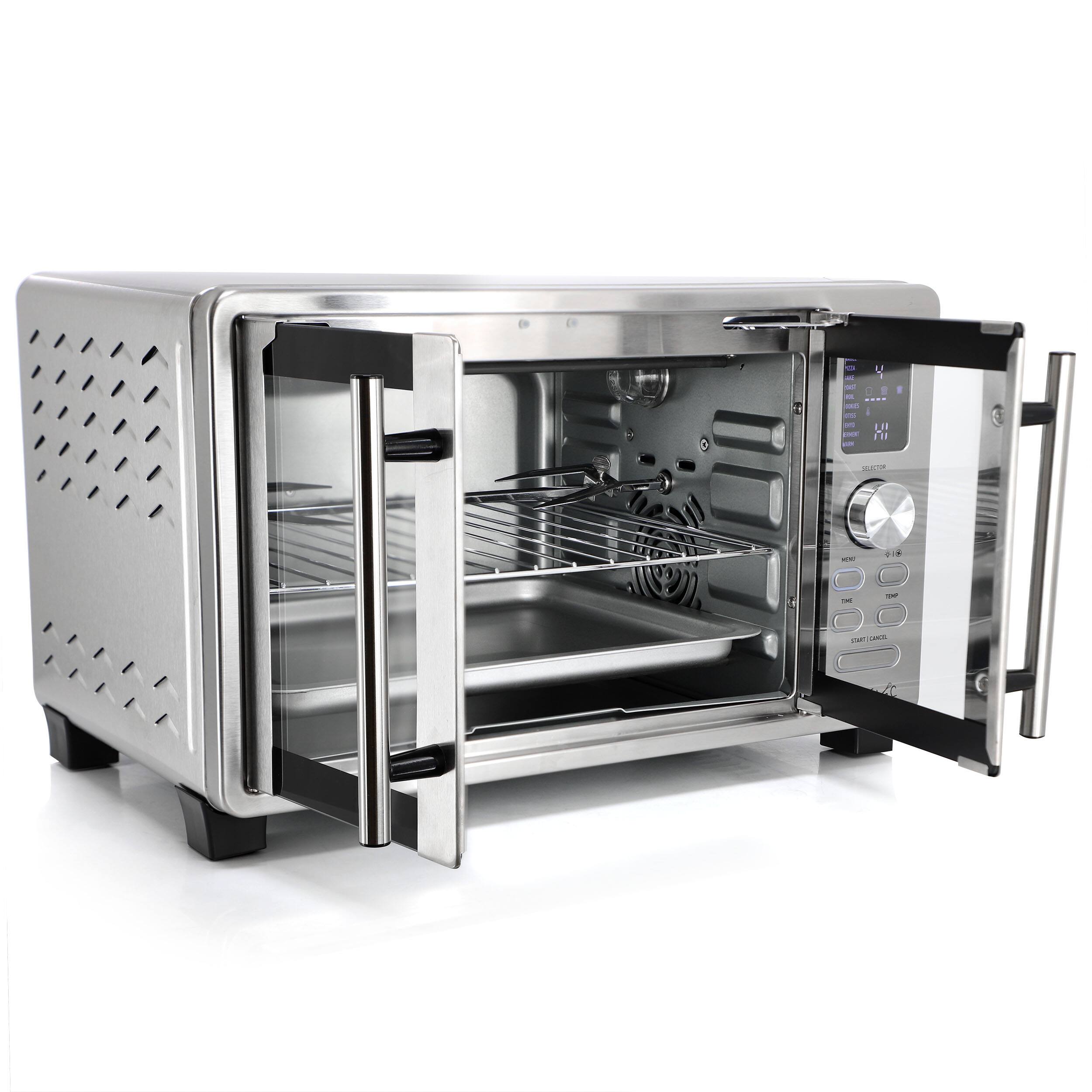 Alt View 3. MegaChef - MegaChef 26.4 Quart Digital Electric French Door Multi-Function Stainless Steel Counter Top Oven with Rotisserie Set - Silver.