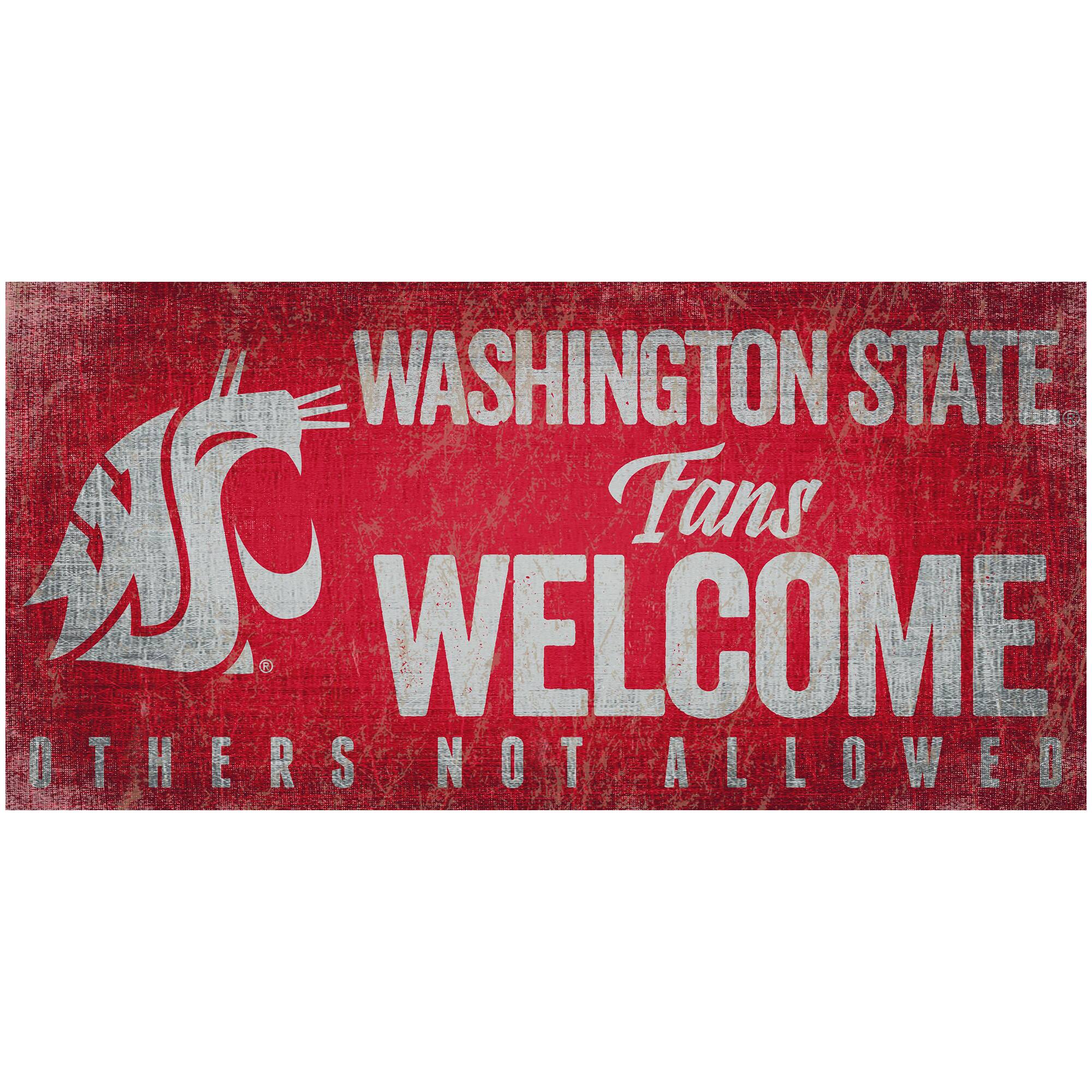 Washington State Cougars 6" x 12" Fans Welcome Sign
