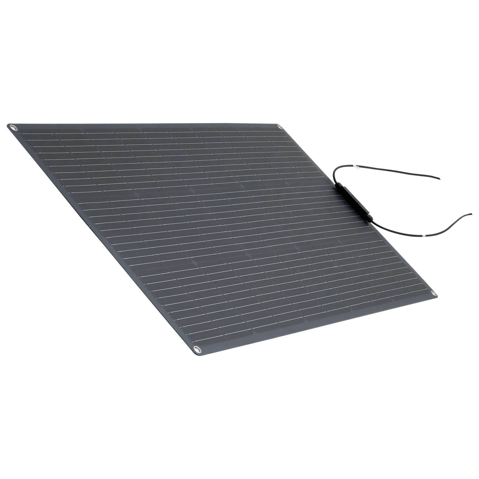 Alt View 5. VEVOR - Flexible Solar Panel, 100W Semi-Flexible Bendable Monocrystalline Solar Panel, 23% Efficiency Mono Off-Grid Charger - Black.