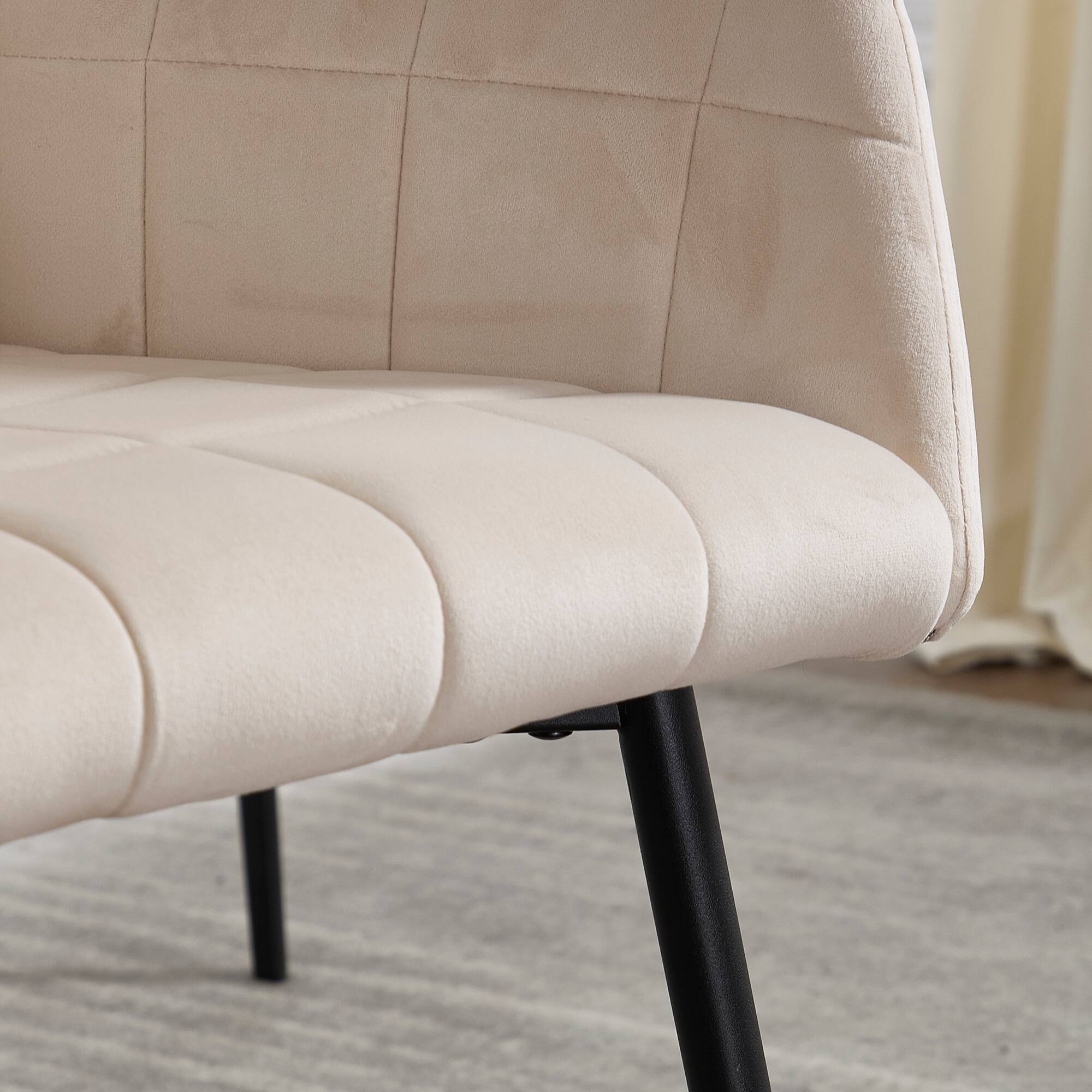 Left. Lirago - 23 Inch Velvet Dining Chairs Set of 2 Upholstered with Armrests Comfortable Seat Easy to Assemble and Clean - Cream.