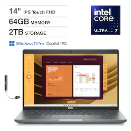 Dell - Latitude 5450 Laptop 14.0 FHD (Intel Ultra 7 155U, 64GB DDR5, 2TB M.2 PCIe SSD, Win 11 Pro) w/USB Hub - Gray