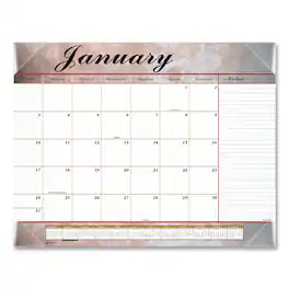AT-A-GLANCE - Marbled Desk Pad Marbled Stone Artwork 22 x 17 White Multicolor Sheets Clear Corners 12 Month Jan to Dec 2026