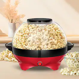 KEINVE - Popcorn Machine, 6-Quart Popcorn Popper maker, Nonstick Plate, Electric Stirring with Quick-Heat Technology, Cool Touch - Red