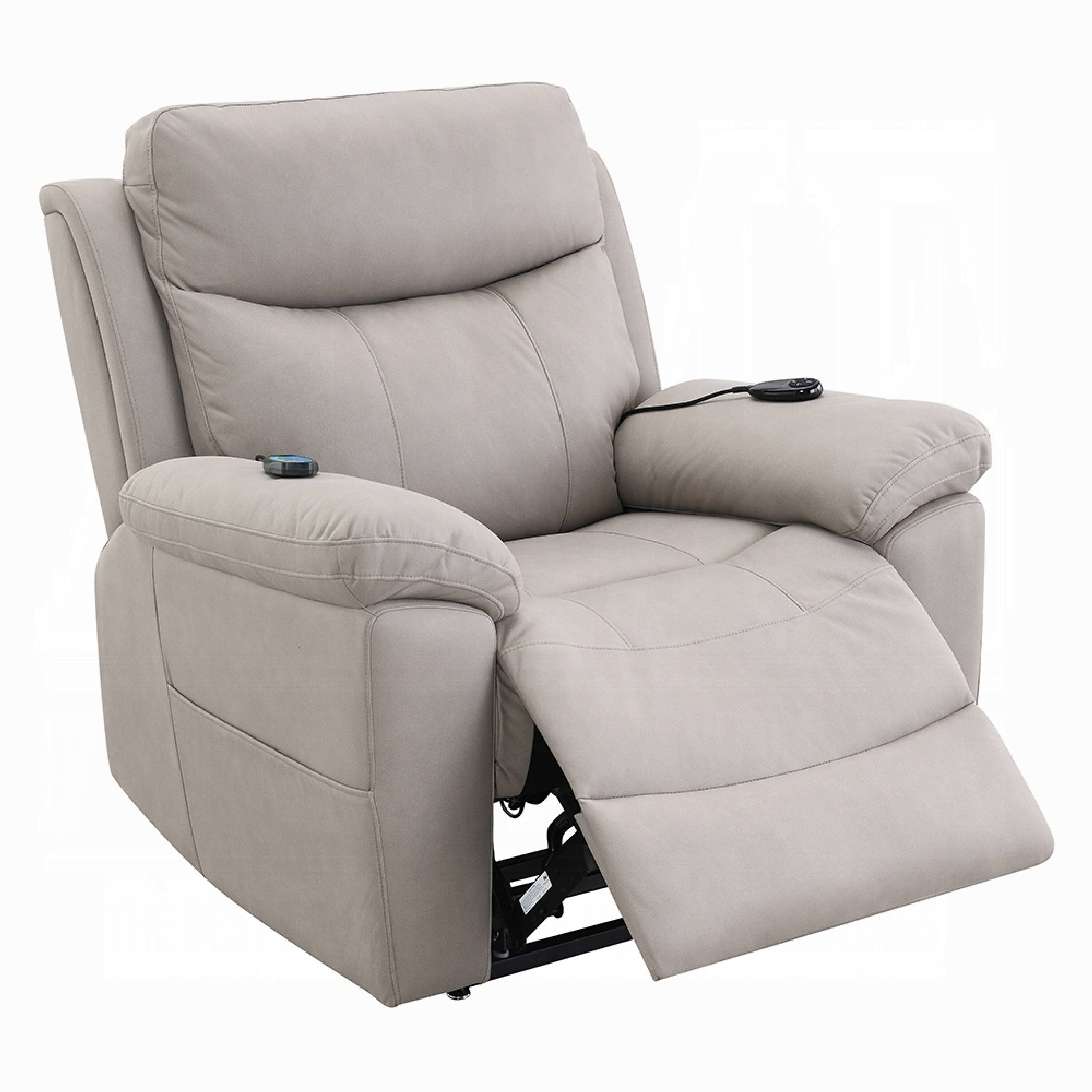 Alt View 2. Manhattan Lane - Cheru Power Motion Lift and Recliner Chair with Heated Massage - Light Gray.