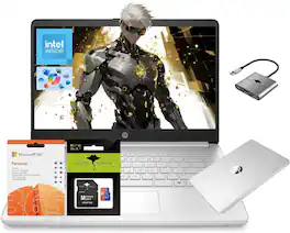 HP - 14" Laptop 1-Year Office 365 Quad-Core 8GB RAM 256GB Storage (128GB UFS+128GB SD Card) W/ 3-IN-1 Hub Wi-Fi 6 - Natural Silver