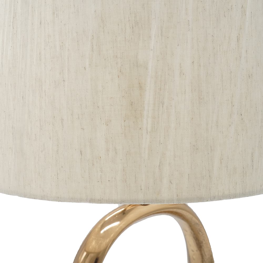 Angle. Luckbyte - 14x285 Inch Diameter Oval Cutout Metal Table Lamp Cream Linen Shade.