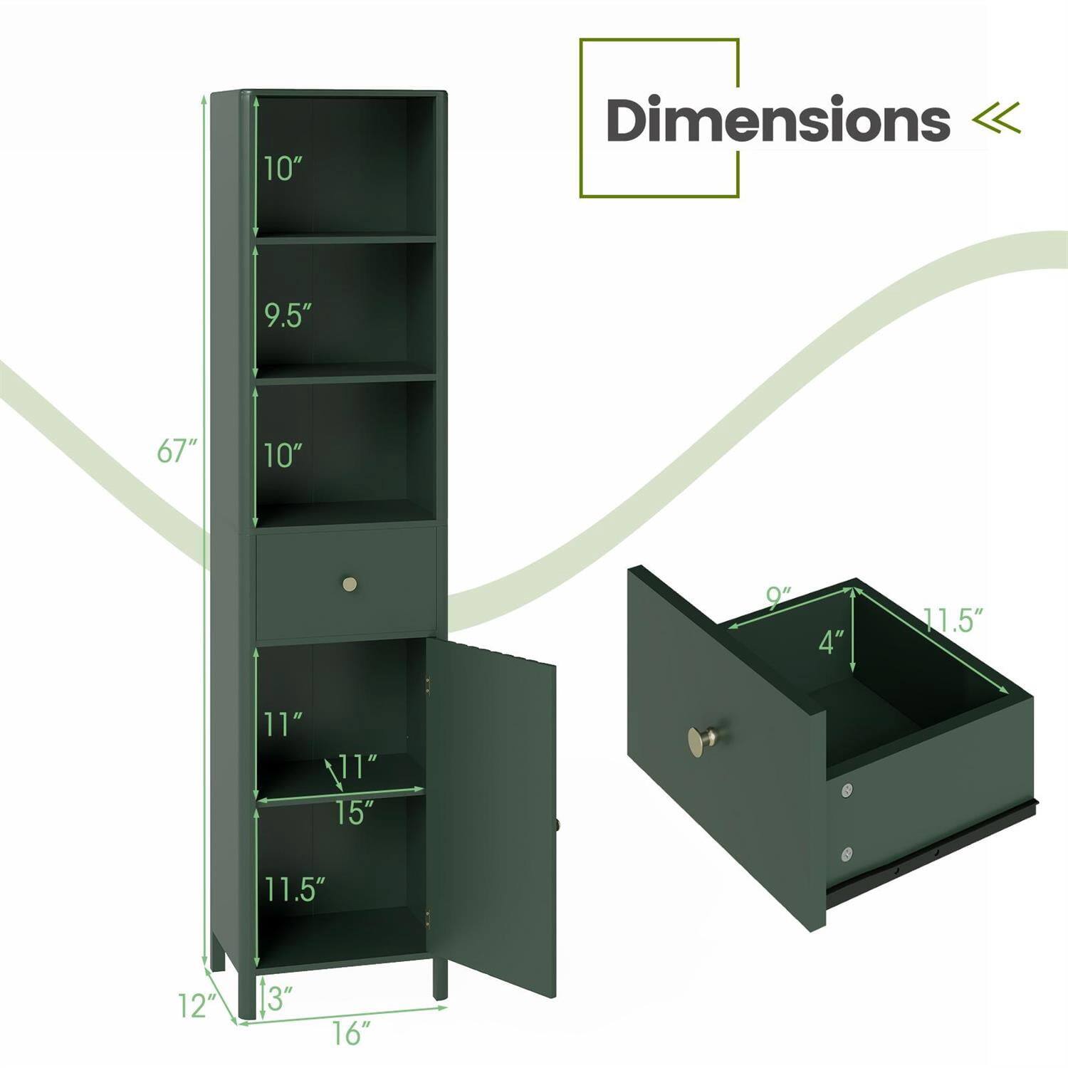 Dimensions  
10" x 9.5" x 67"  
10" x 11" x 15" x 11.5"  
12" x 3" x 16"  
9" x 4" x 11.5"