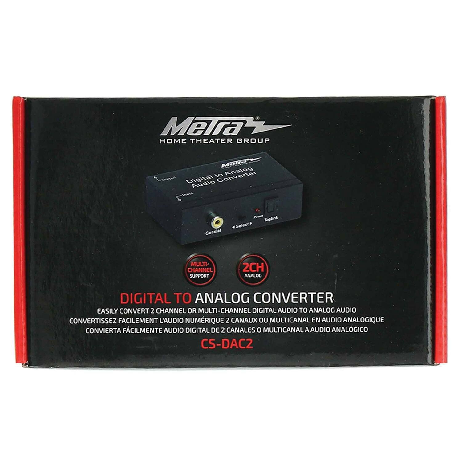 **Meirai HOME THEATER GROUP**

**DIGITAL TO ANALOG CONVERTER**

**2CH ANALOG**

**MULTI-CHANNEL SUPPORT**

**EASILY CONVERT 2 CHANNEL OR MULTI-CHANNEL DIGITAL AUDIO TO ANALOG AUDIO**

**CONVERTISSEZ FACILEMENT L'AUDIO NUMÉRIQUE 2 CANAUX OU MULTICANAL EN AUDIO ANALOGIQUE**

**CONVIERTA FACILMENTE AUDIO DIGITAL DE 2 CANALES O MULTICANAL A AUDIO ANALÓGICO**

**CS-DAC2**