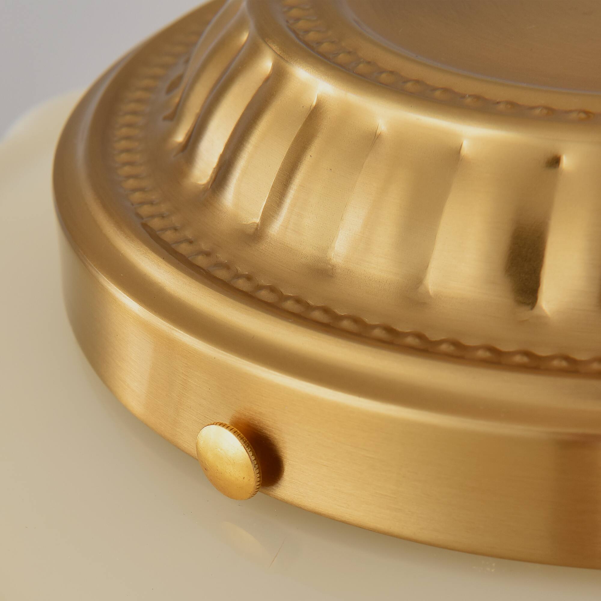 Alt View 8. Parrot Uncle - 13-Inch Vintage White Ribbed Opal Glass 3-Light Schoolhouse Pendant Ceiling Light - Gold.