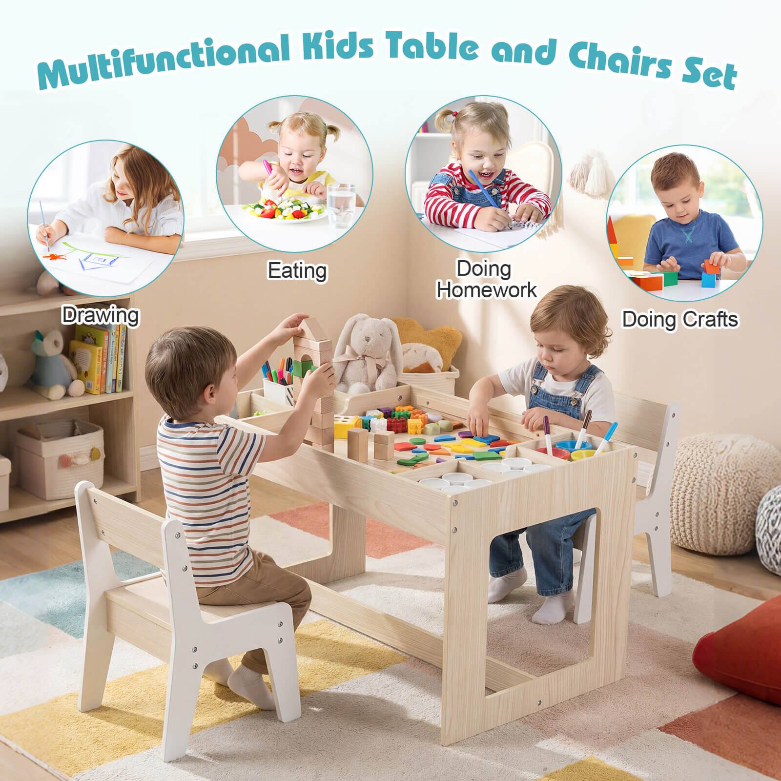 Multifunctional Kids Table and Chairs Set

- Drawing
- Eating
- Doing Homework
- Doing Crafts