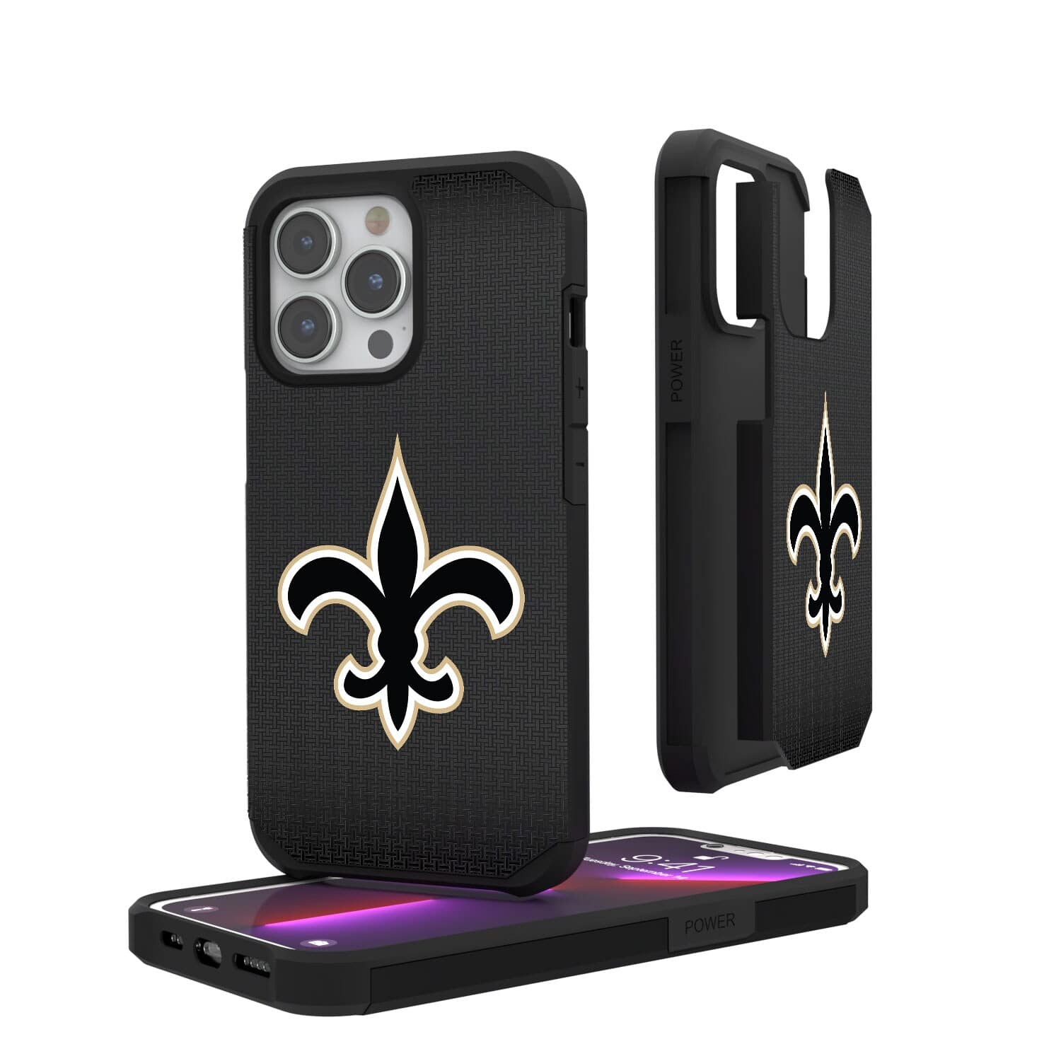 Keyscaper - NFL - New Orleans Saints Linen Logo iPhone Rugged Case - 16 Pro - Black price history on PriceWatchPro
