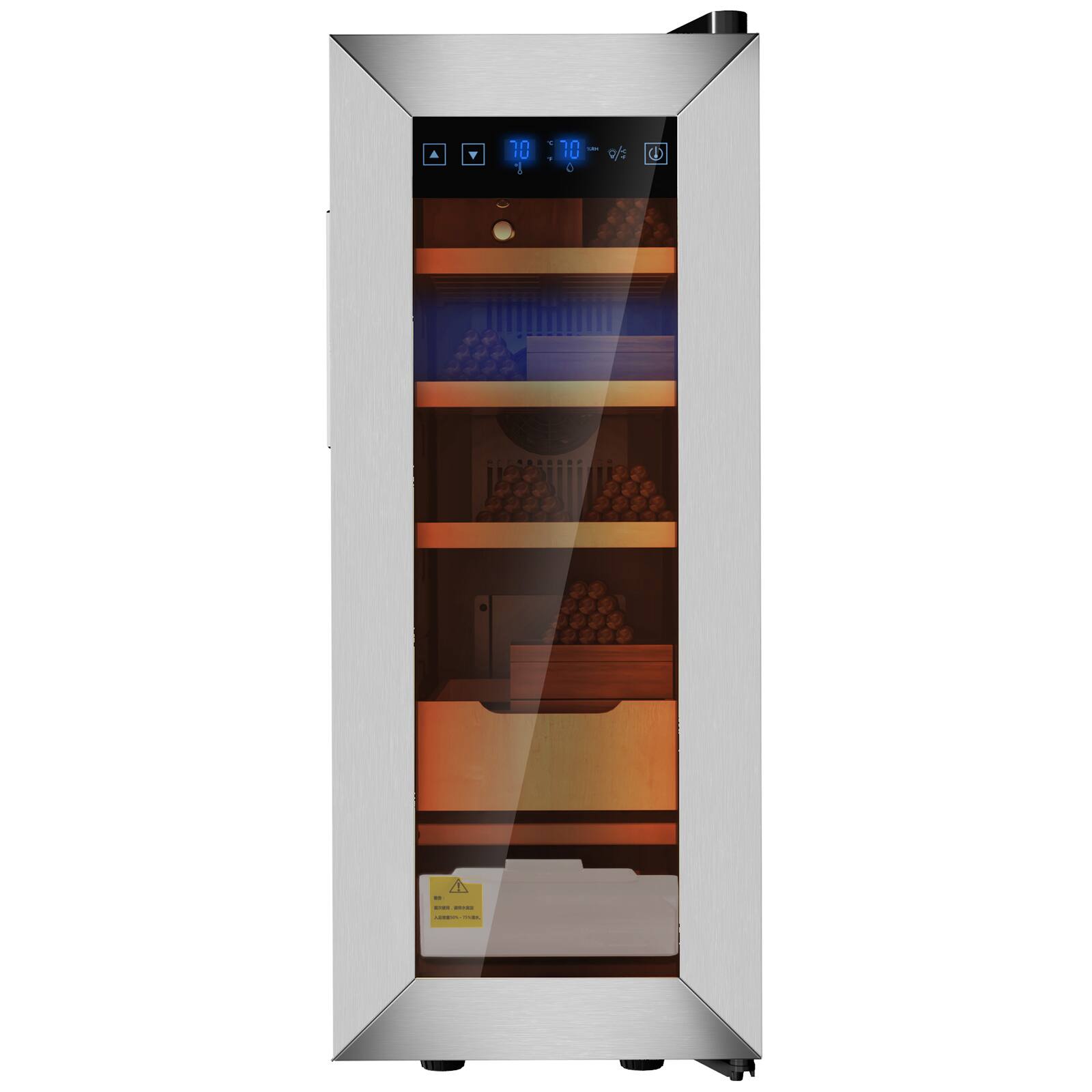 Angle. KingChii - KingChii 35L Thermoelectric Cigar Humidor, 200-Cigar Electric Cabinet with Temp & Humidity Control - Silver.