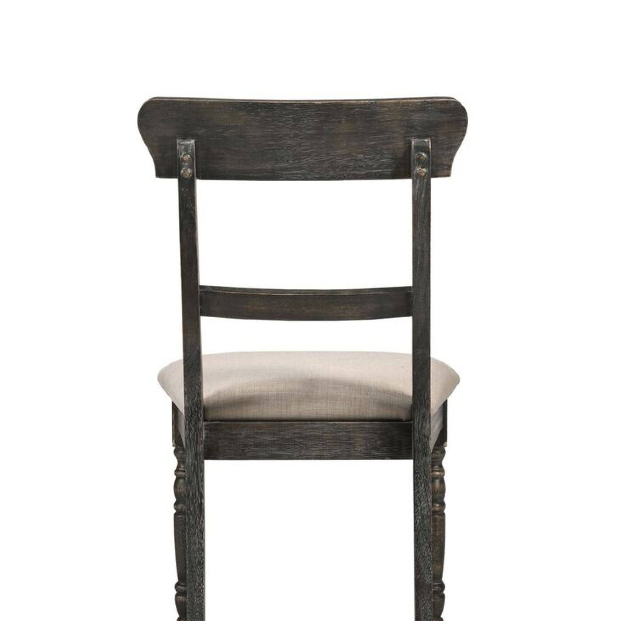 Alt View 1. GOODSILO - Rustic Side Chair with Light Brown Linen Upholstery and Weathered Gray Wooden Accents, Set of 2 - Light Brown.