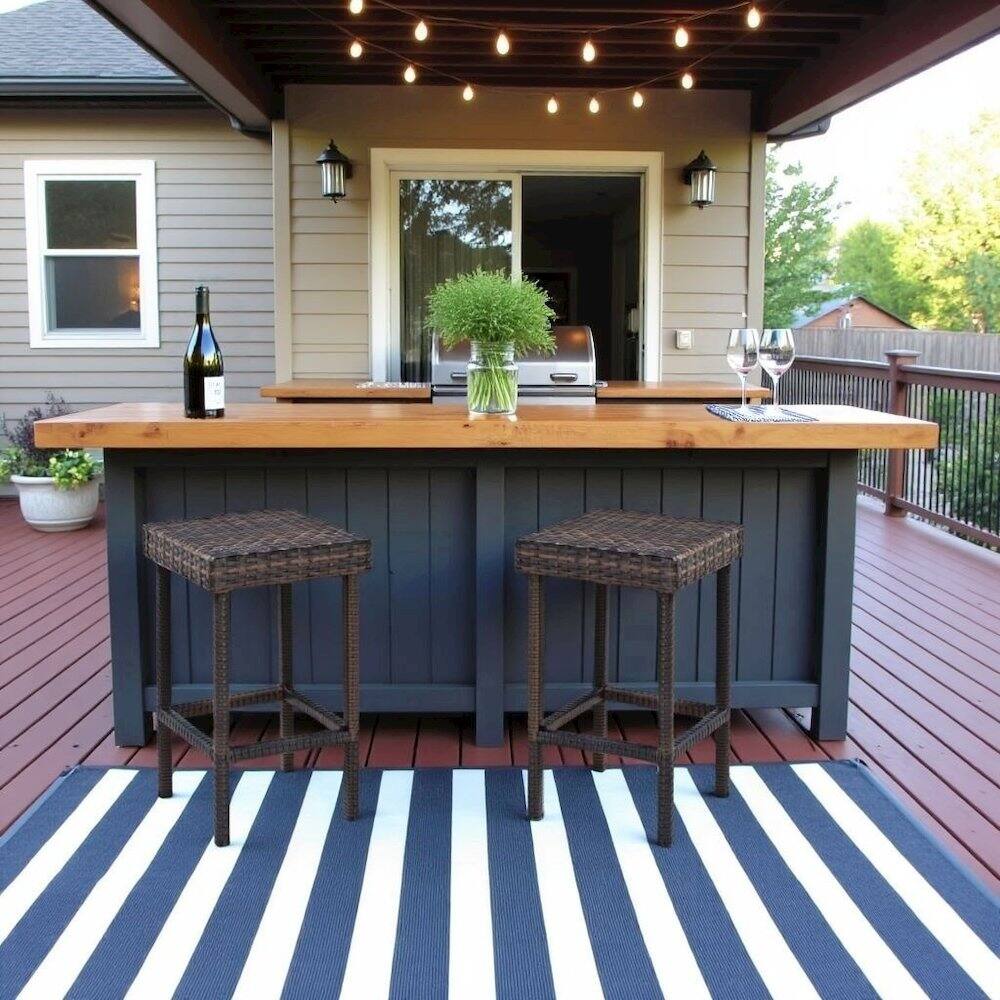 Alt View 3. Outdoor Escape - Brown Wicker Bar Stools Set of 2 for Patio - Brown.