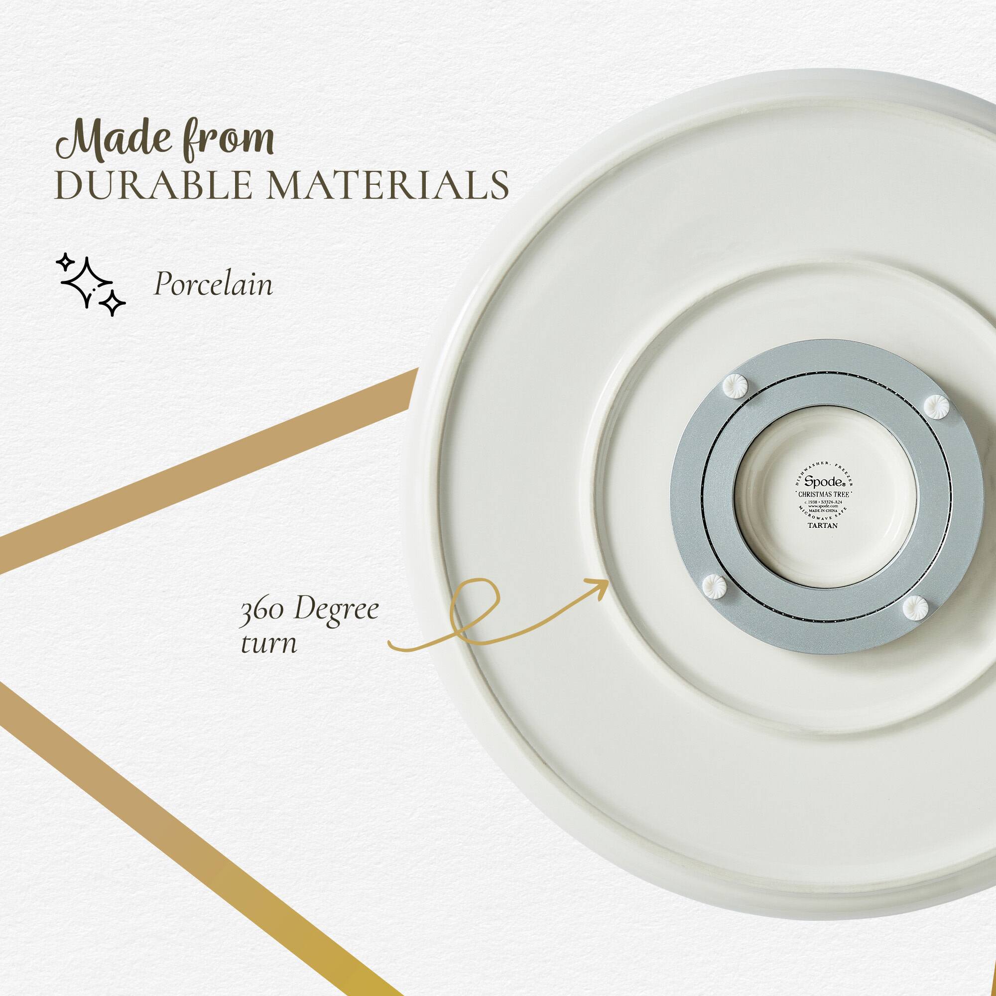 Made from DURABLE MATERIALS  
Porcelain  
Card Spode.  
CHRISTMAS TREE TR-VILAS  
TARTAN  
360 Degree turn