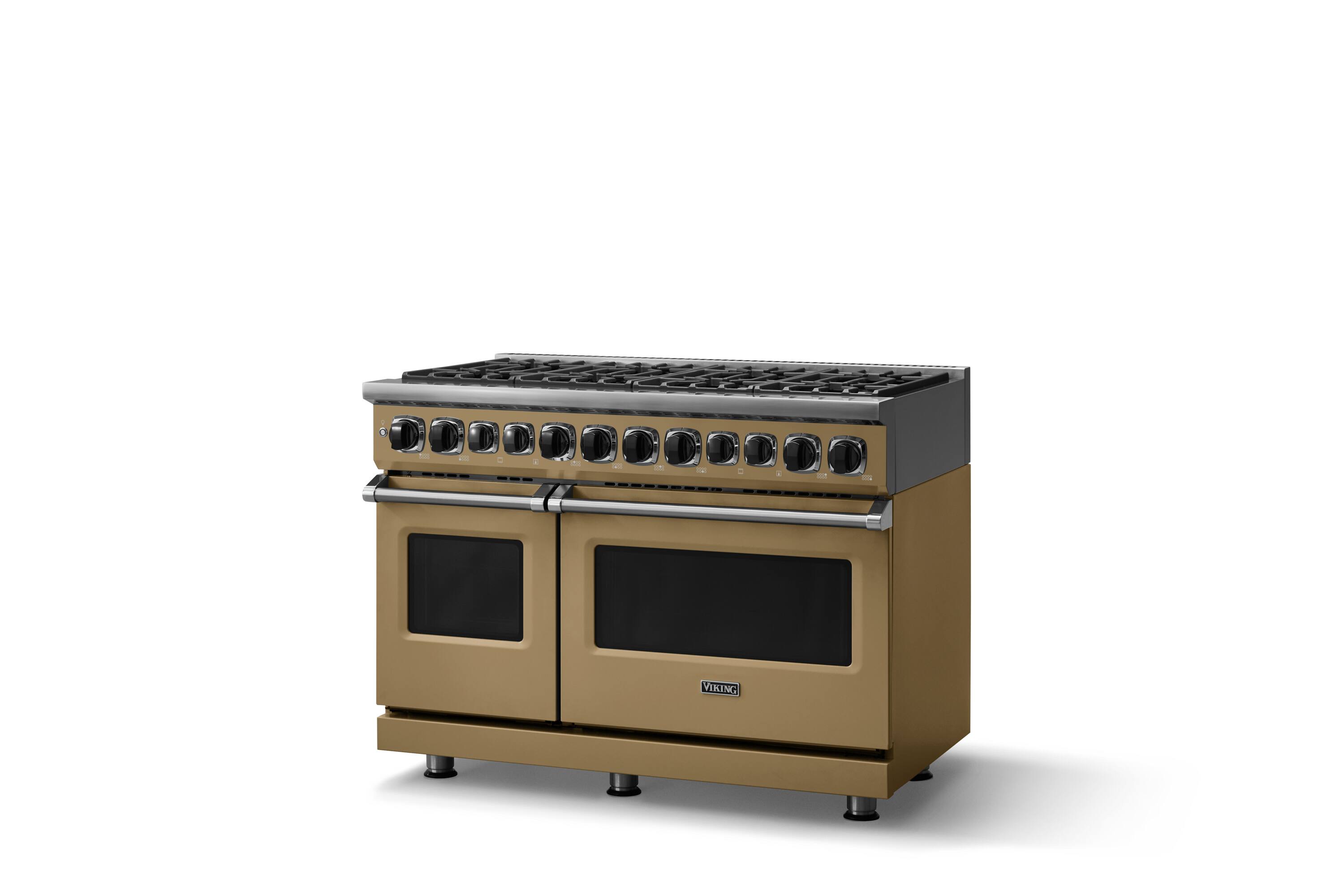 Angle. Viking - 48 in. Wide 8 Burner Dual Fuel Sealed Burner Range - Golden Hour.