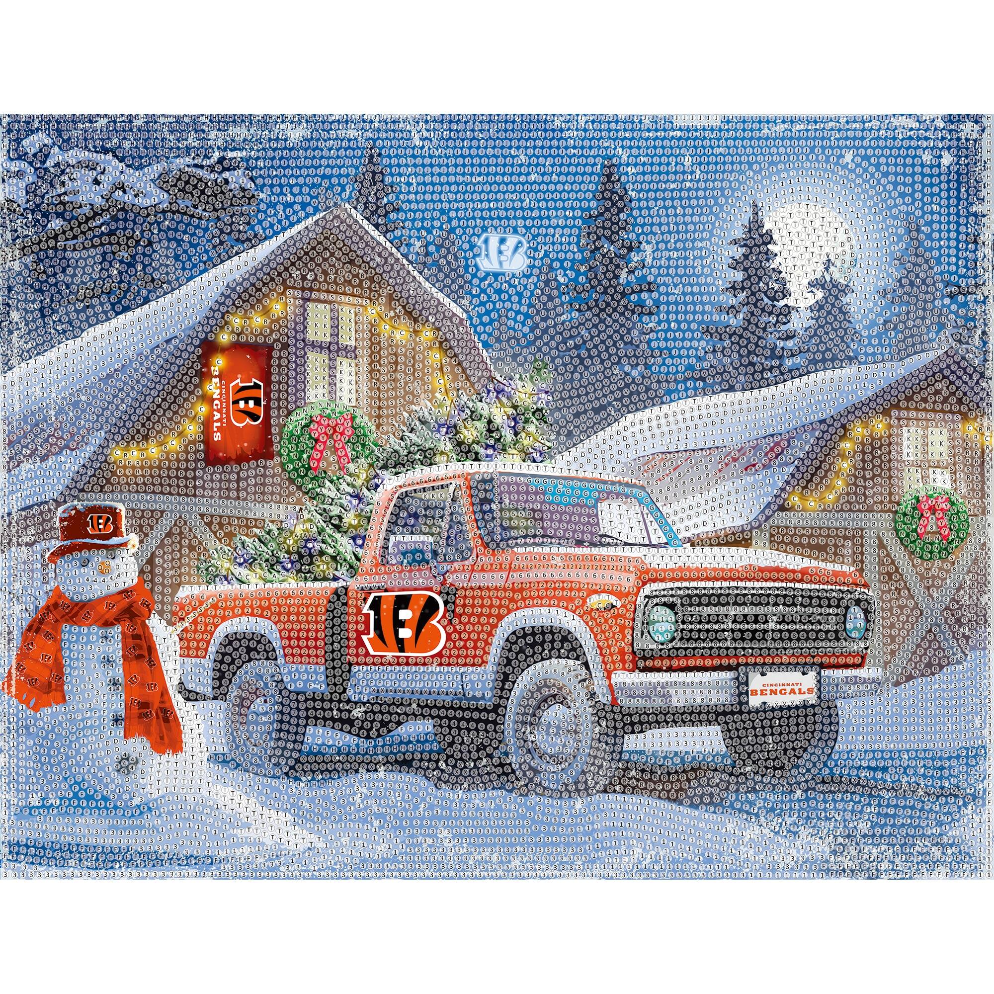 Alt View 3. Sporticulture - Cincinnati Bengals Winter Truck Diamond Art Holiday Craft Kit - Multicolor.