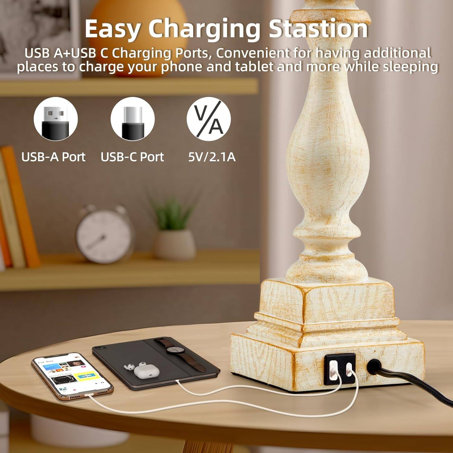 Easy Charging Station

USB A+USB C Charging Ports, Convenient for having additional places to charge your phone and tablet and more while sleeping

USB-A Port
USB-C Port
5V/2.1A