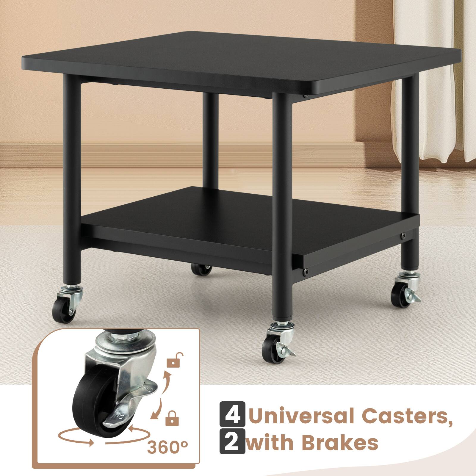 360° 4 Universal Casters, 2 with Brakes