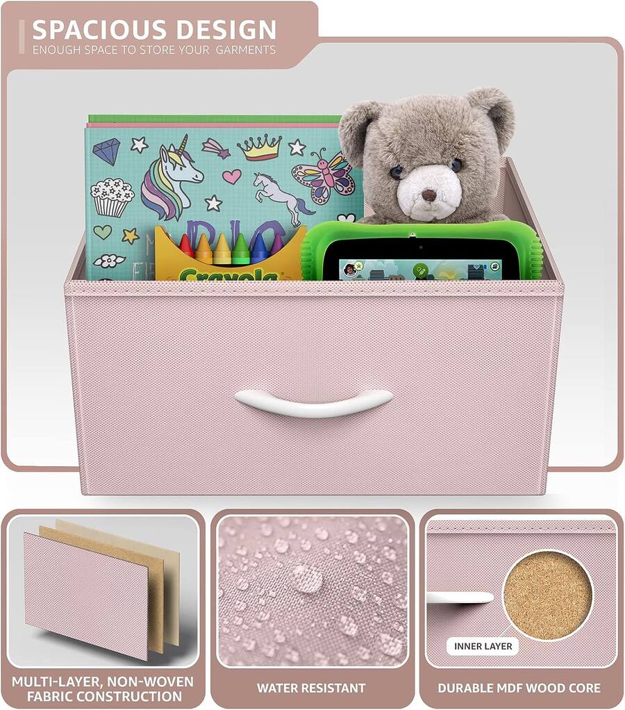Table Color Kids Sorbus Nightstand with 2 Drawers Steel Frame, Wood Top &Fabric Bins ...