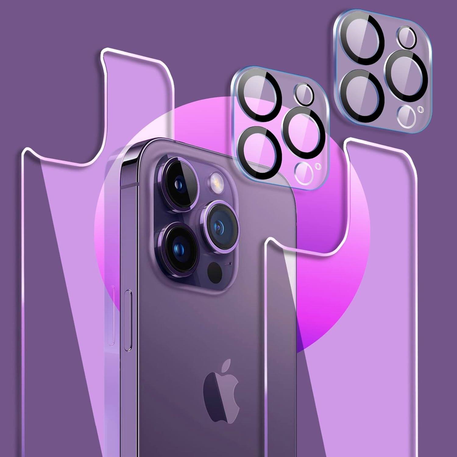 PARKER SLATER - iPhone 14 Pro Max Back & Camera Lens Protector, 2+2 Pack, Rear Tempered Glass - Clear